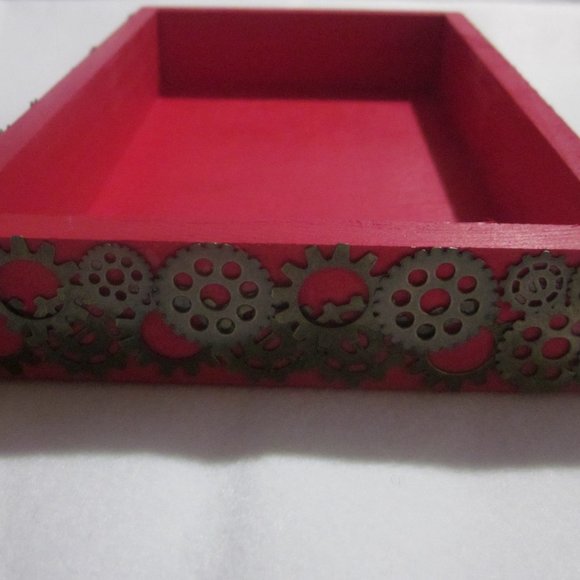 Red and Bronze Steampunk Tray. - Picture 5 of 7